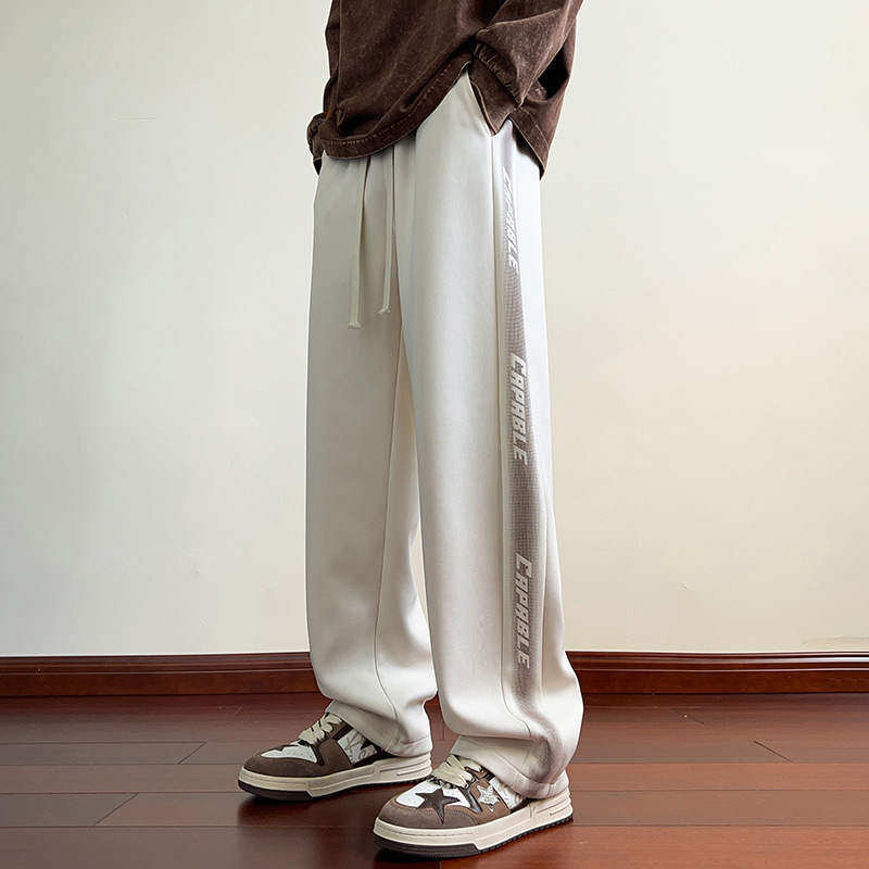 2026 New Arrival Men's Trendy American Straight-Leg Striped Casual Pants, Loose-Fit & Versatile Wide-Leg Sweatpants for Spring & Fall