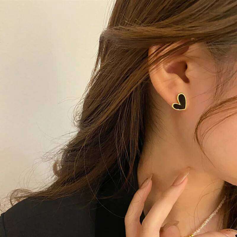 EVISPOL Small Blue Heart Stud Women Black Simple Cute Girls Love Earrings for Birthday Party Jewelry Gifts 25H1226