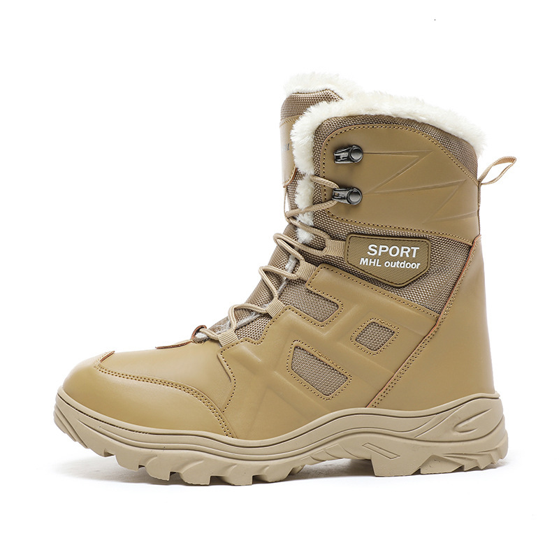 Cross-Border Hot-Selling High-Top Cold-Proof Winter Fleece-Lined Thickened Large Size Outdoor Combat Men's Hiking Shoes Snow Boots