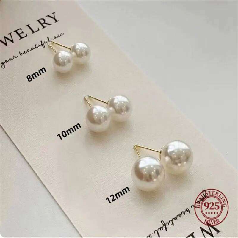 Senlissi- 4-14mm Rio Pearl 925 Sterling Silver Stud Earrings for Women Popular Jewelry Gifts 25H1226