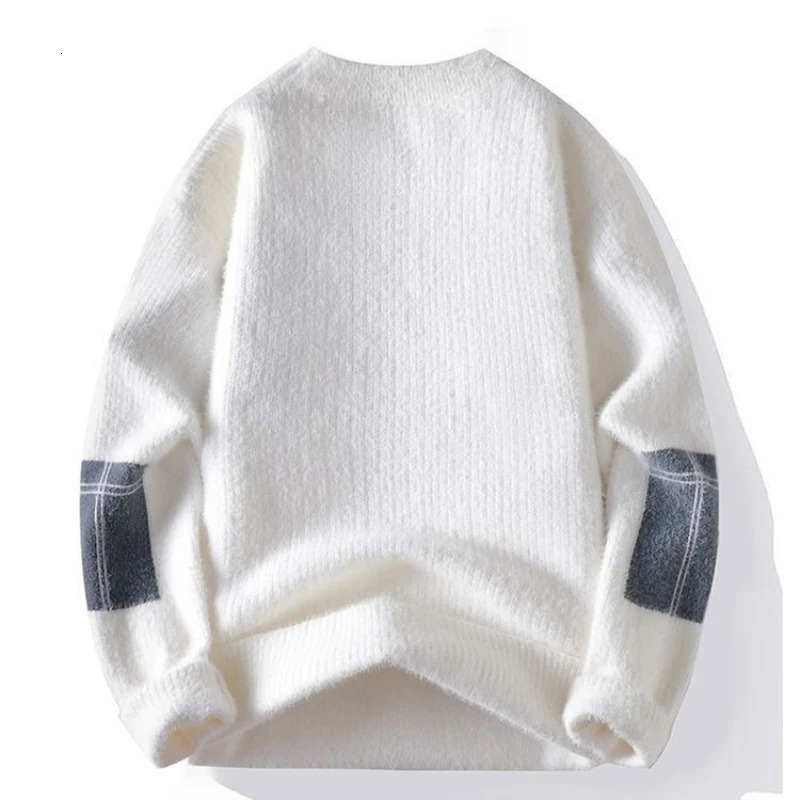 Sweater Men Contrasting Colors Fluffy Knitted Sweaters High Street Warm Pullovers Winter Couples Stylish Comfortable 251226