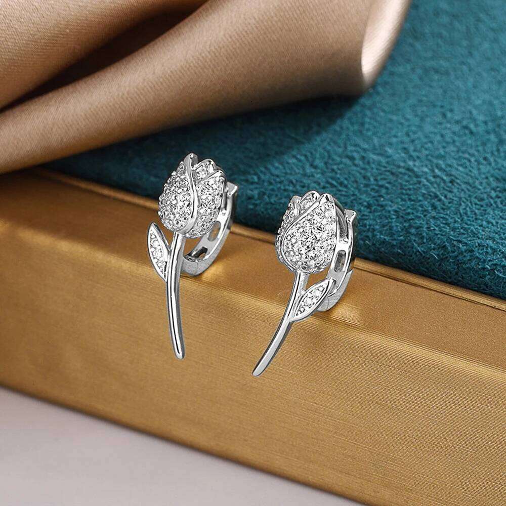 Huitan Korean Style Flower Shaped Hoop Earrings for Women Silver Color/Gold Color Fancy Girls Ear Accessories Trendy Jewelry