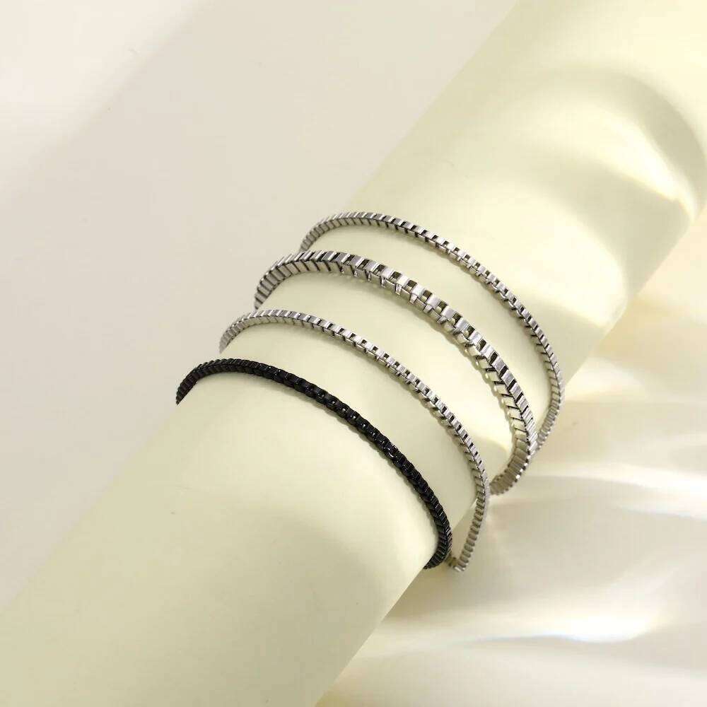 Simple Stainless Steel Multi-layer Men Retro Box Chain Bracelet Jewelry Fashion Women Accessories Gifts 25T1226