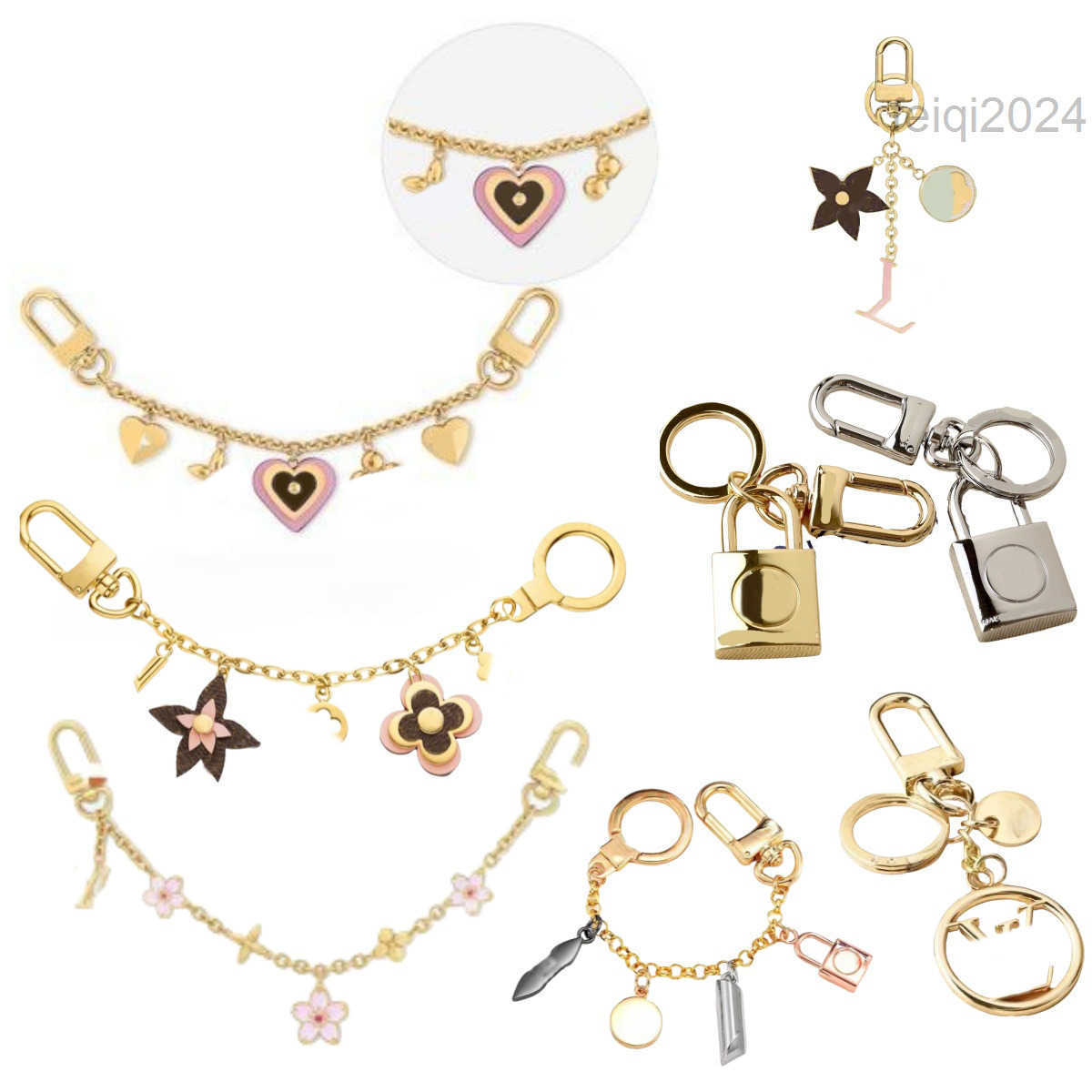 Pendant designer keychain bag charms designer key rings women metal purse charm flower heart letter luxury key chain fashionable vintage m69008 m64265 hg03