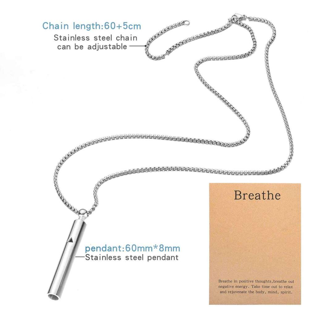 Anxiety Mindfulness Breathing Breathlace Breathe Easy Stainless Steel Pendant Necklace for Natural Calm & Stre 25N1226