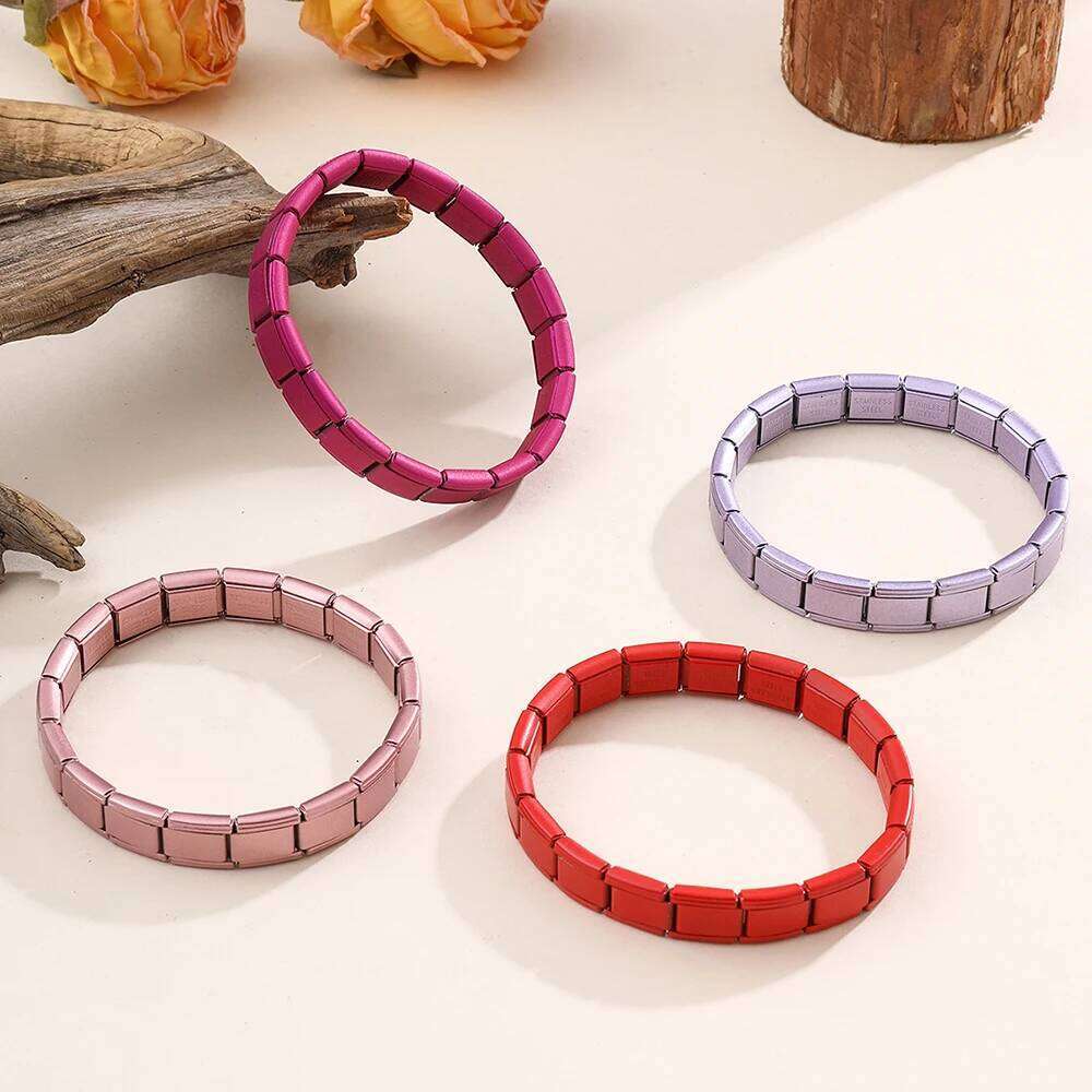 FTCY Italian Charm Stainless Steel for Women 9mm Elastic Link Hand Chain DIY Module Bracelets Making Jewelry Gifts 25T1226