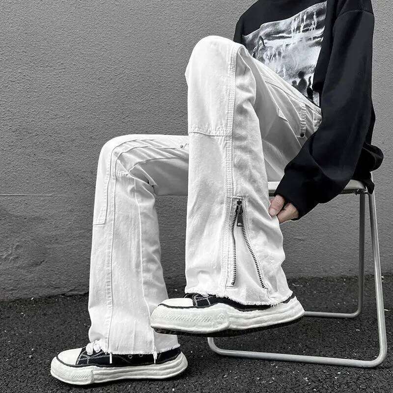 Micro La Jeans Pants Men's Ins Trendy Loose Wide Legs Straight Tube Vibe High Street American
