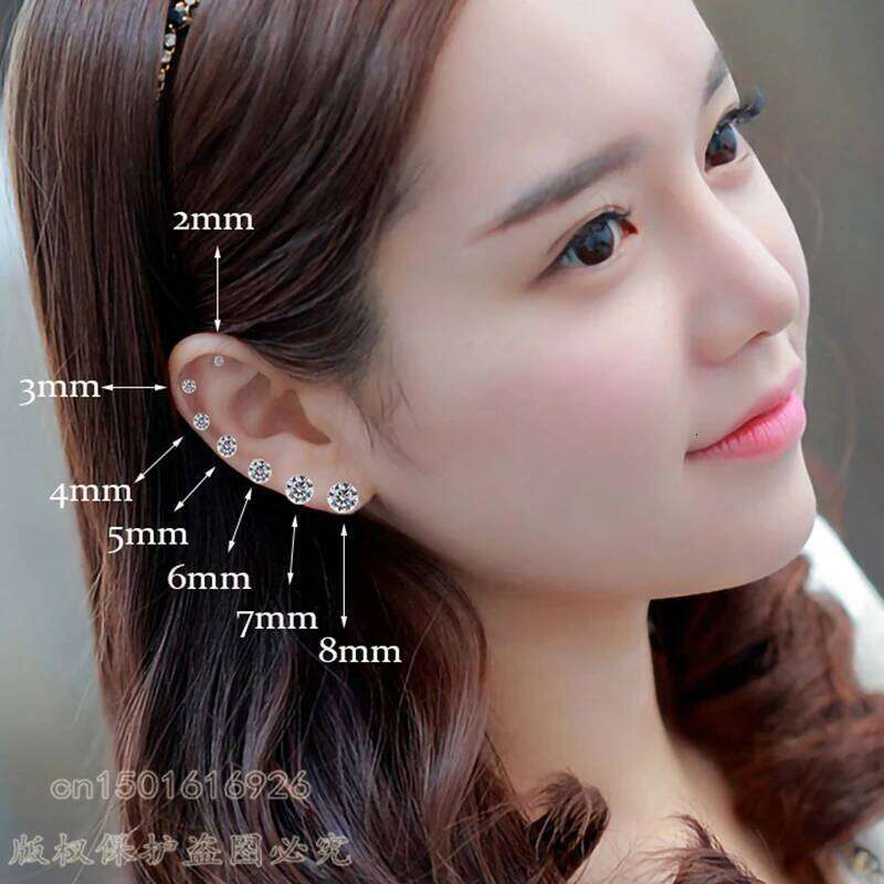 Stainless 4 Color CZ Zircon korean Earrings For Women Crystal Screw Titanium Steel Ear Studs Anti Allergic Body Jewelry 25H1226