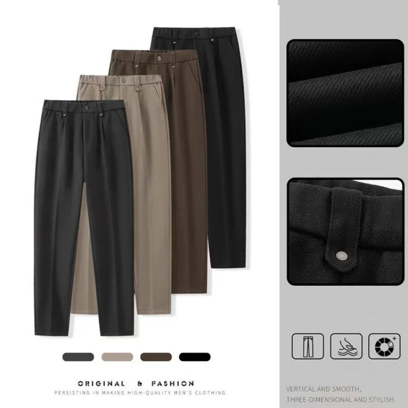 Mens Spring and Autumn Style British Casual Micro Cone Fashion Pants n Comfortable Slimming Western for Men 251226