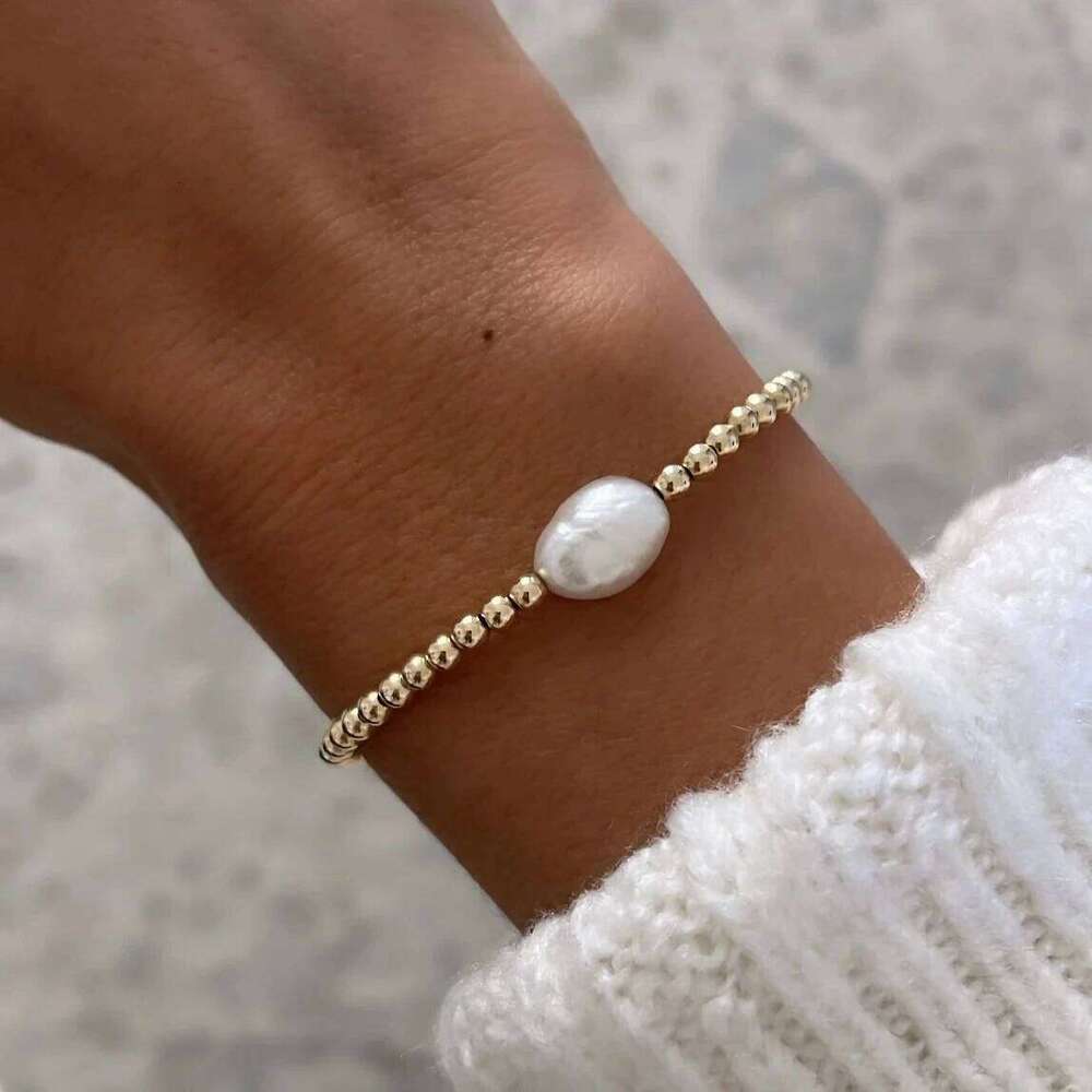 Vlen Natural Freshwater Pearl Bracelets for Women Simple Gold Plated 18 K Beads Bracelet Pulseras Fashion Boho Jewelry 25T1226