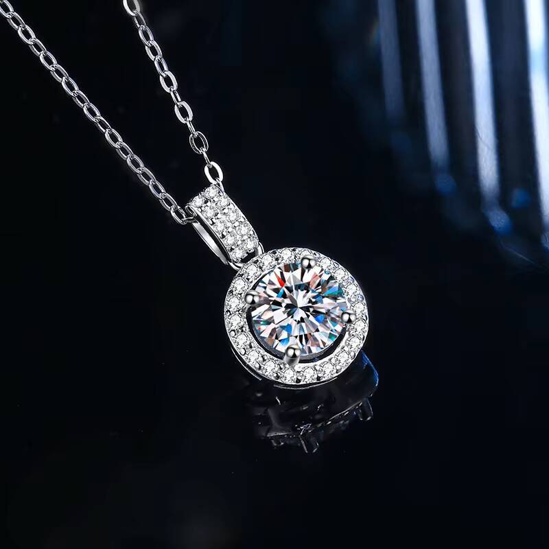Fine Jewelry 925 Sterling Silver VVS Round Moissanite Necklace Zircon Jewelry for Lady Women Gifts
