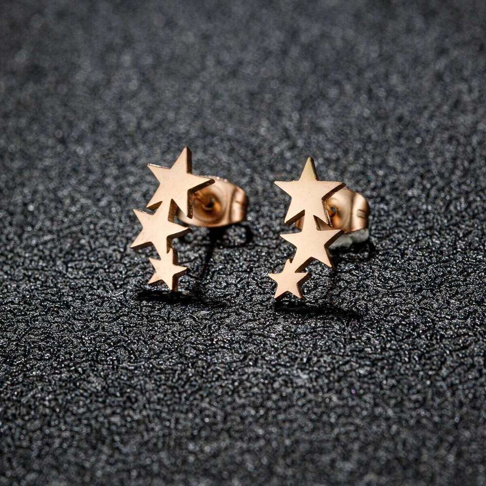 Fashion Stainless Steel Small Cute Triple Star Stud Earrings Punk Piercing Earing Women's Starry Minimalist Jewelry 25H1226