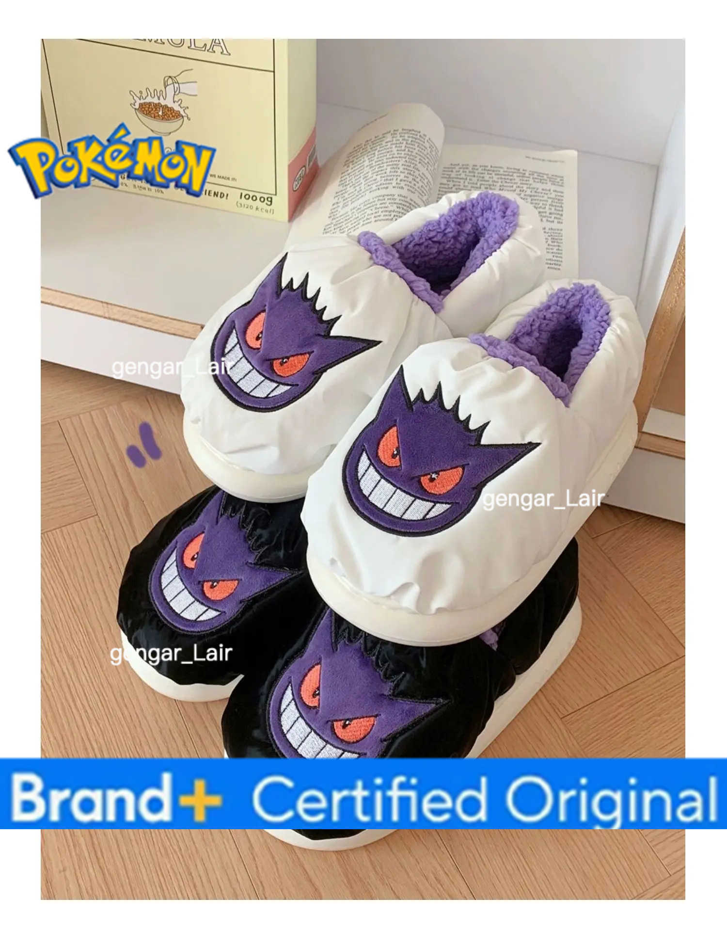 Pokemon Anime Couple Slippers Cute Pikachu Eevee Cartoon Cotton Home Shoes for Men And Women with Velvet Insulation Winter Gifts W251226