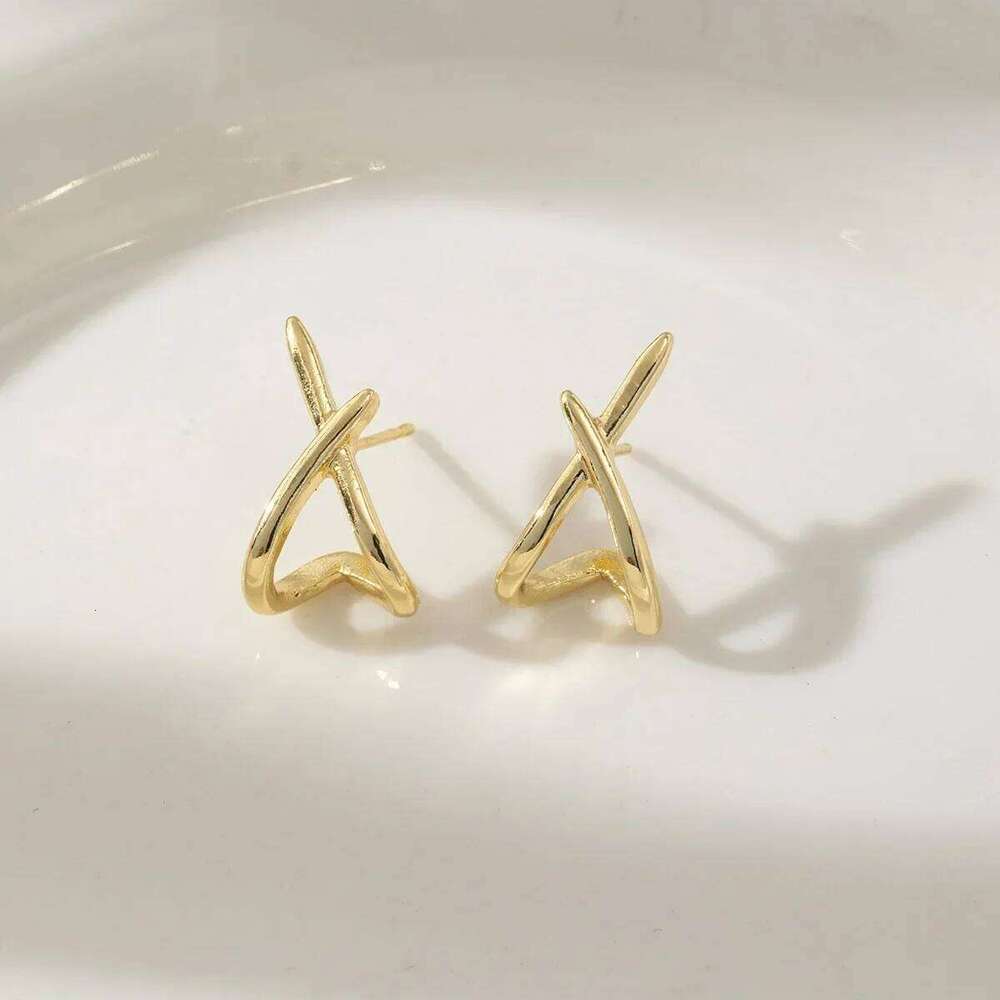 LATS Trendy Gold Color Cross Stud Earrings for Women Dainty Simple Minimalist Earring Fashion Jewelry Party Gifts 25H1226