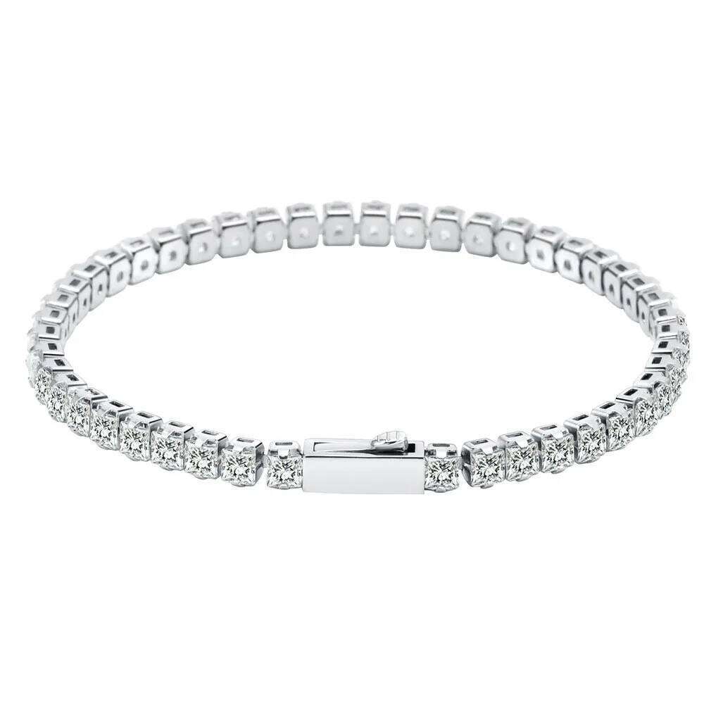 jewelry Fashion Stainless Steel Machine-Woven Zircon Bracelet 3/4mm White Diamond Tennis Chain Jewelry for Women