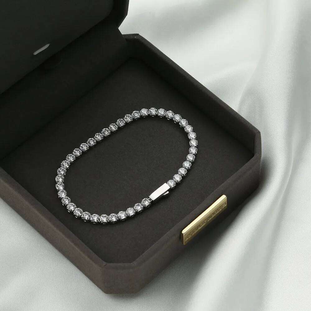 jewelry Fashion Stainless Steel Machine-Woven Zircon Bracelet 3/4mm White Diamond Tennis Chain Jewelry for Women