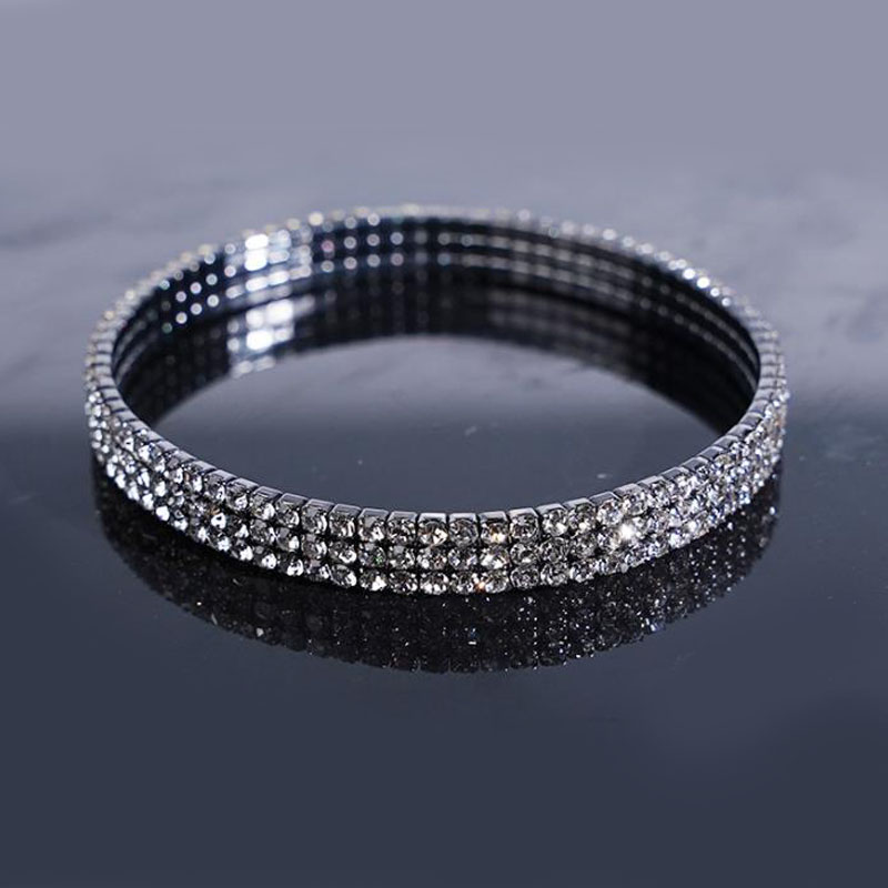 Delicate Adjustable CZ Crystal Diamond Tennis Bracelet for Women 18K Gold Silver Plated 3 Rows Rhinestone Hand Chain Shiny Cubic Zirconia Party Jewelr