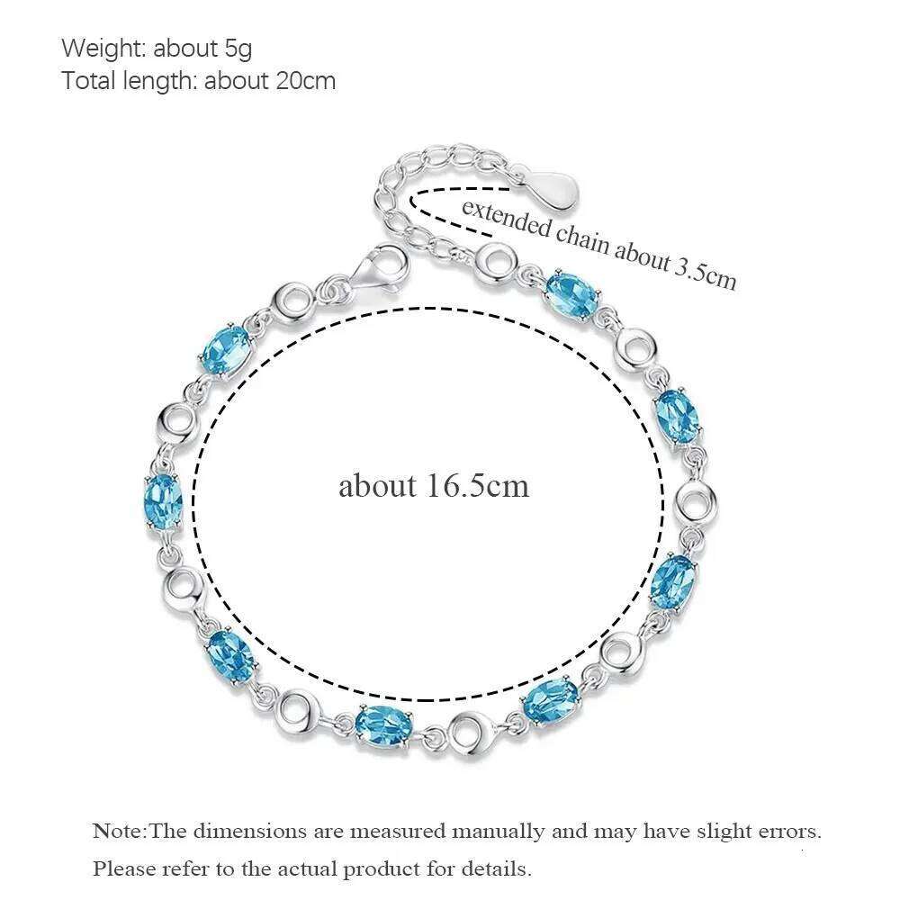 Topaz Bracelets Female Real Silver Deep Blue Sapphire Color Gemstone Bracelet for Student Girl Birthday Gift 25T1226