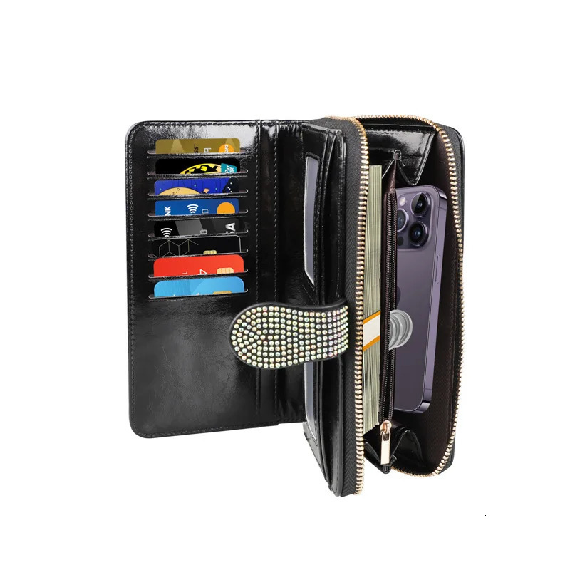 Diamond Crystal Car Wallets Female Long Hasp Purses Large Capacity Money Bag Phone Pocket Multifunction Clutch Coin Card Holder 251225