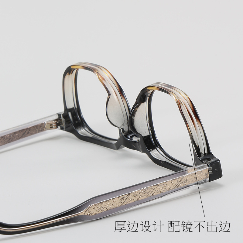 Blue Light Blocking Glasses Frame Insert Thick Frame Square Glasses Frame Personality Metal Insert Thick Edge Unisex Artistic 250110