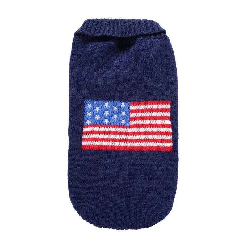 Embroidered American Flag Knitting Sweater for Small and Medium Dog, Pet Supplies, Dog Accessories, 1Pc 25T1226