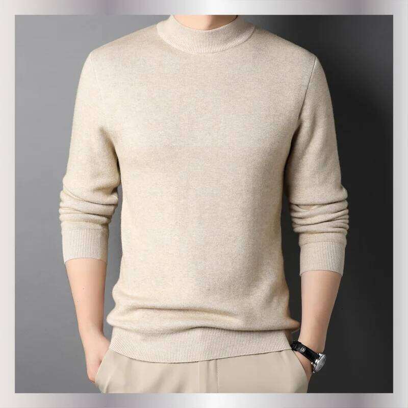 2026 New Spring And Autumn Solid Color Half Turtleneck Slim Fit Pullover For Men Youth Base Sweater Men's Clothing