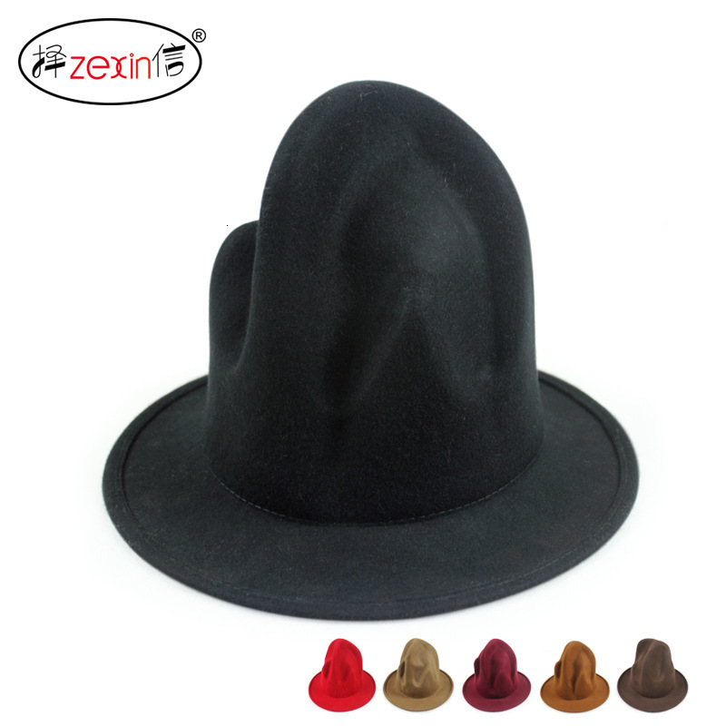 Pharrell Hat Felt Fedora Hat For Woman Men Hats Black Top Hat Y19070503