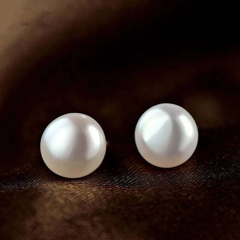 Buyee 925 Sterling Silver Female Stud 8mm Natural Freshwater Pearl Bead for Women Fashion Fine Jewelry Earring 25H1226