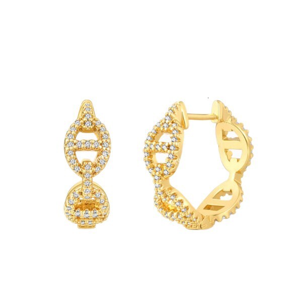 Luxury Creative Design Fashion Jewelry Light Luxury Design Full Diamond Pig Nose Earrings Niche Style Versatile Personality Hoop Earrings Inlaid With 