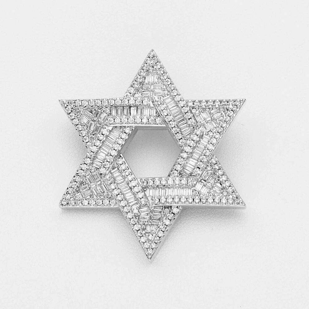 Hot Sale Hip Hop Iced Out Shiny Hexagram T Shape Zircon Stars Pendant for Men Women Street Style Jewelry