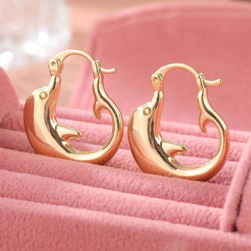 Fashion Cute Versatile Charming Sea Animal Small Dolphin Design Earrings Party Christmas Creative Birthday Valentine's Day Gift 25H1226