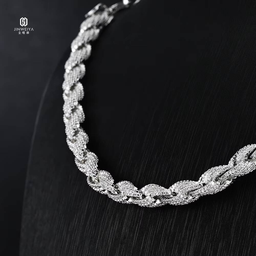 Iced Out Man 8mm 925 Silver Moissanite Rope Chain Gra Certificate Hip Hop Pass Tester Diamond Twist Moissanite Necklace