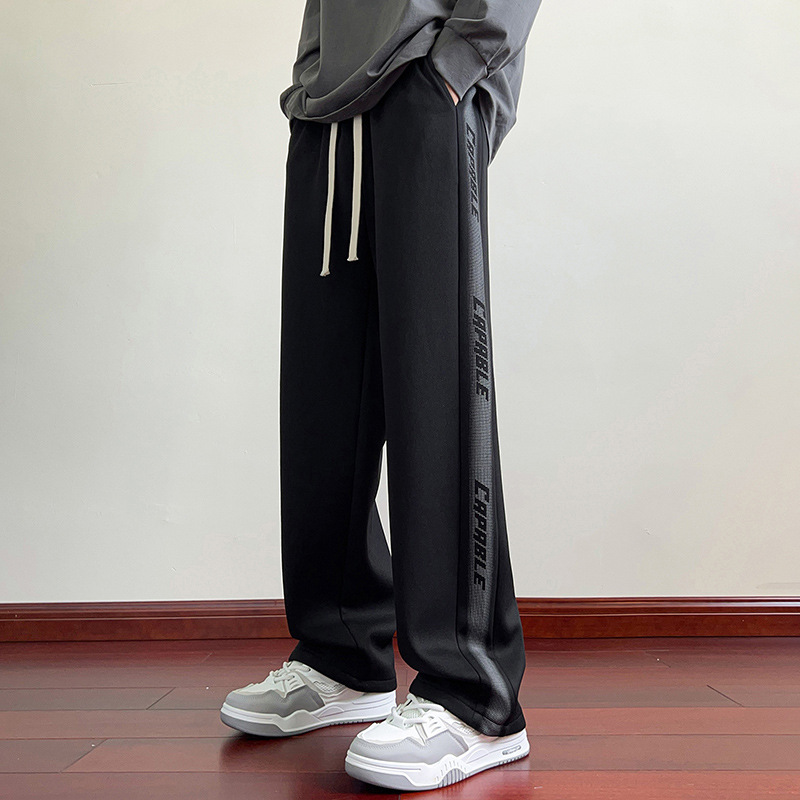 2026 New Arrival Men's Trendy American Straight-Leg Striped Casual Pants, Loose-Fit & Versatile Wide-Leg Sweatpants for Spring & Fall