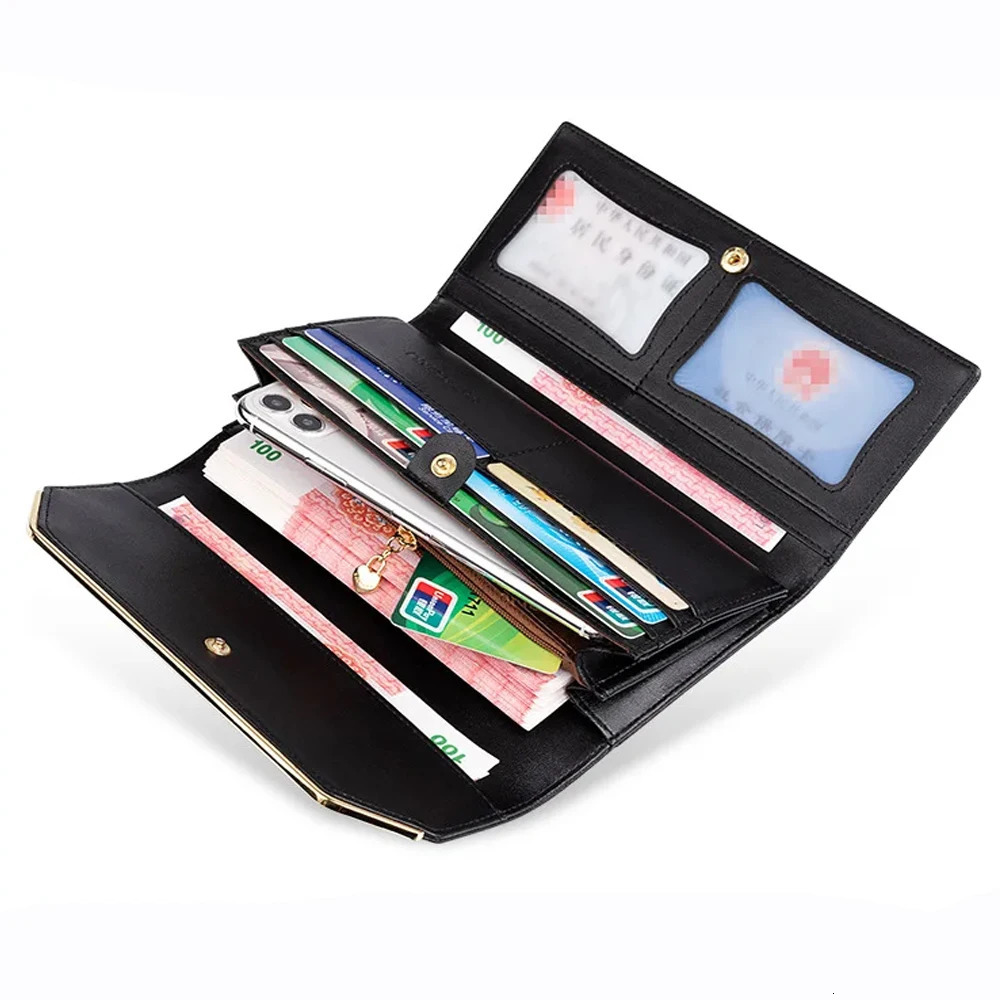 Genuine Leather Wallet RFID Long Clutch Purse for Women Multi Card Holder Triple Fold Skin Phone Money Clip Fashion Ladies 251225