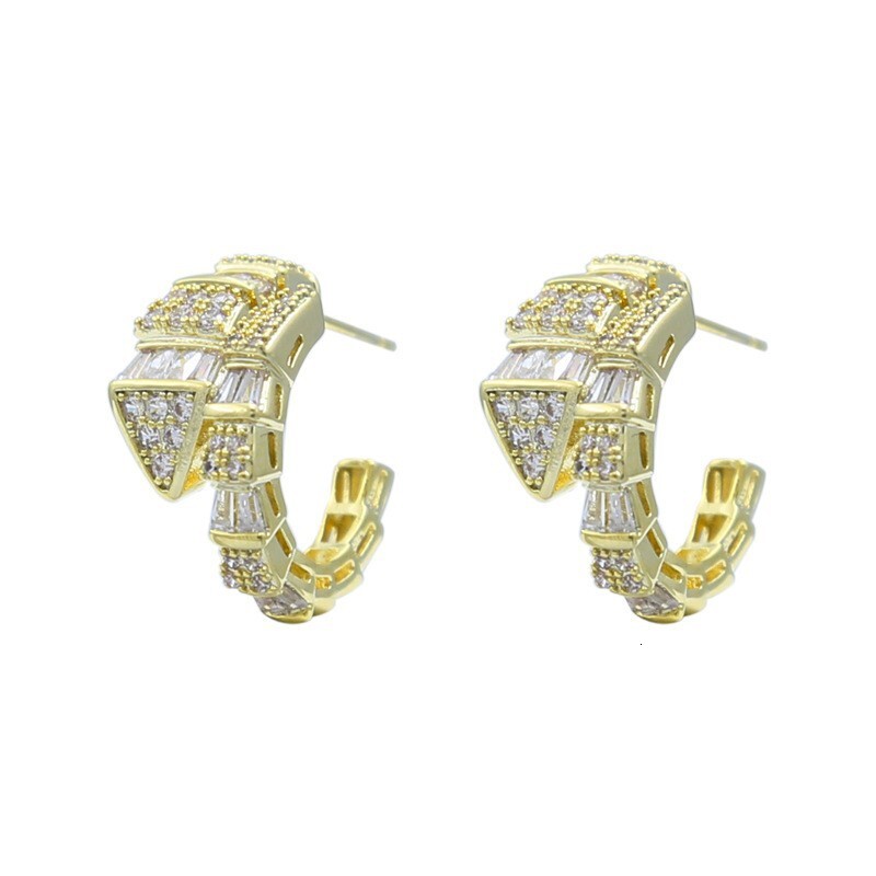 Luxury Creative Design Fashion Jewelry New Zircon Snake Earrings High-End Design Sense Niche Temperament Earrings For Women French Light Luxury Simple