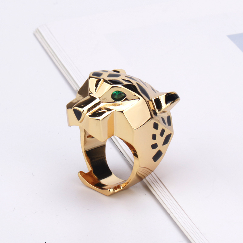 New Epoxy Leopard Head Ring And Style Personality Domineering Trendy Leopard Head Ring Unisex Leopard Print Couple Ring