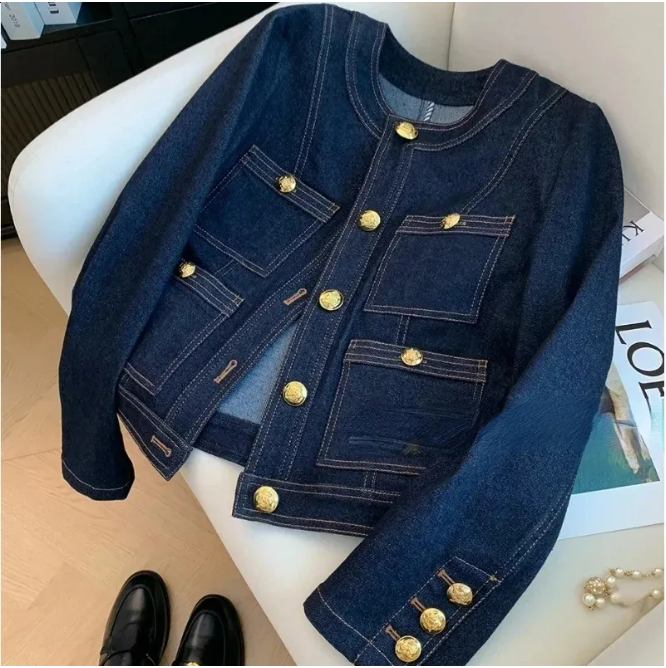 2025 Denim Jackets for Women Spring Buttons Vintage Chaquetas Korean Fashion Blue Chic Ropa De Mujer Jeans Bomber Outwear Top