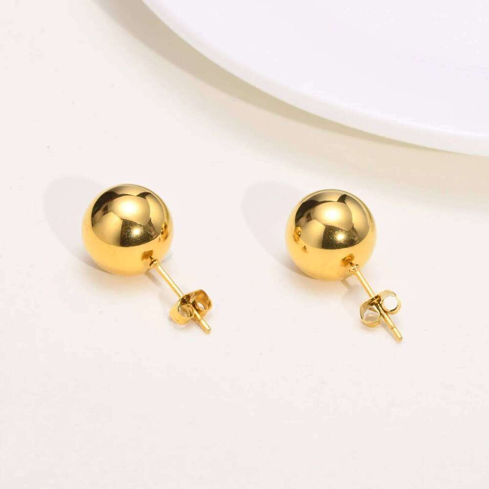 Round Stainlesss Steel Stud for Women,Simple Polished Ball Earring Hypoallergenic Jewelry 6mm-12mm 25H1226