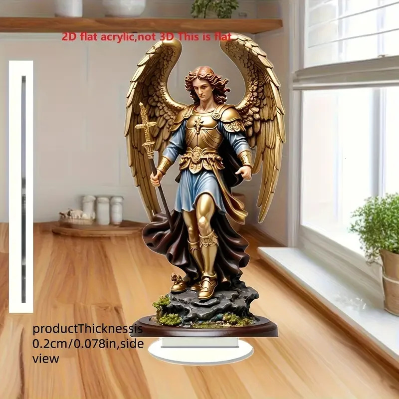Archangel Michael statue ornament golden winged guardian angel holding sword religious home and office decora classicornament 251226
