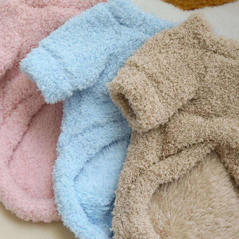 Warm Solid Color Cloud Hoodie Dog Cat Autumn and Winter Thick Double sided Velvet Simple Clothing 25T1226