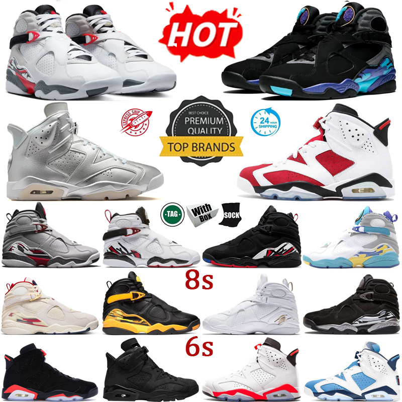 with box Designer Shoes 6s 8s Sports Shoes Basketball Shoes sneakers Bugs Bunny Aqua Metallic Silver White Infrared Classic Sport Travel Daily Outfit School eur 40-47