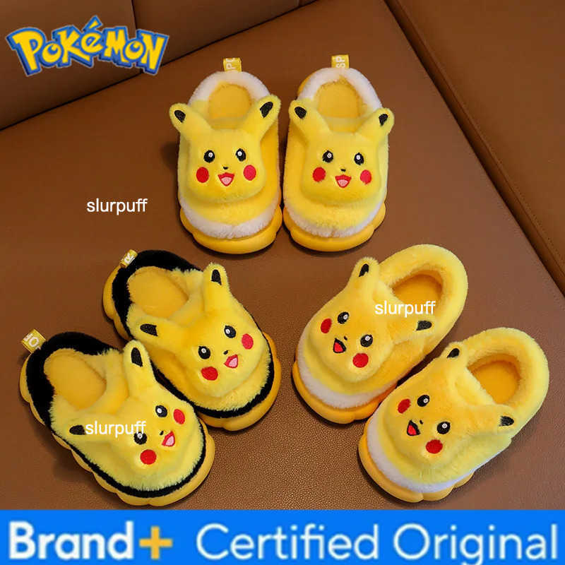 Pokemon Cute Pikachu Autumn/Winter Cotton Slippers Cover Heel Cute Cartoon Flat Plush Slippers Autumn Anime Peripheral Christmas Gift W251226