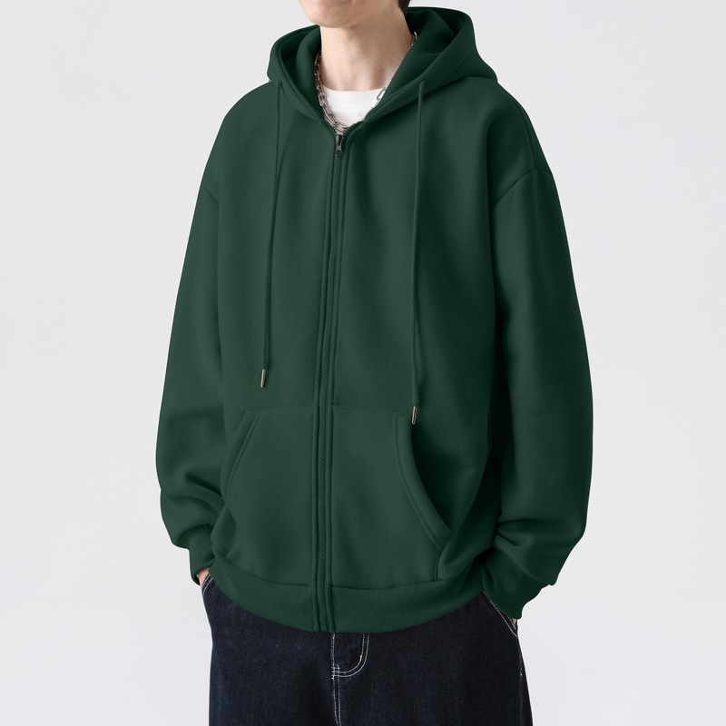 American Hoodie Jacket for Men, Fall Teenager Vintage Heavyweight Zip-Up Cardigan, Casual & Versatile Sweatshirt