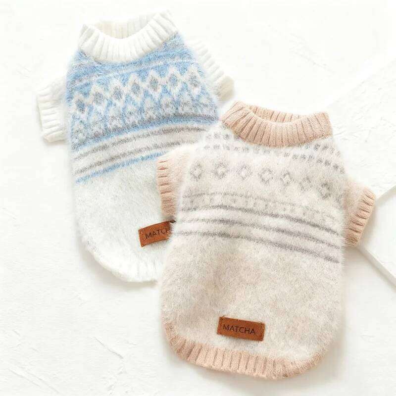 Winter Warm Fashion Knit Dog Plaid Print Puppy Pullover Cute Soft Cat Sweater Chihuahua Clothes Pet Outfits 25T1226