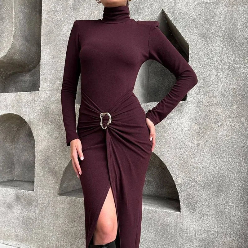 Dresses for Women Long Sleeve Turtleneck Women Dress Slim Sexy Black Package Hip Dress Women Vestidos De Verano Mujer 251222