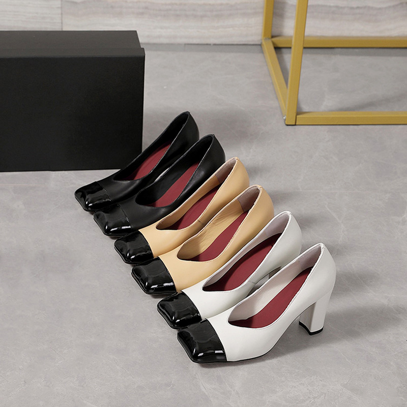 New Designer Dress Shoes Slingback Pumps Lambskin Heels Pink Shoes Fashion Ballerina Heels Square Toes Sandals Ladies High Heel Sandale 994