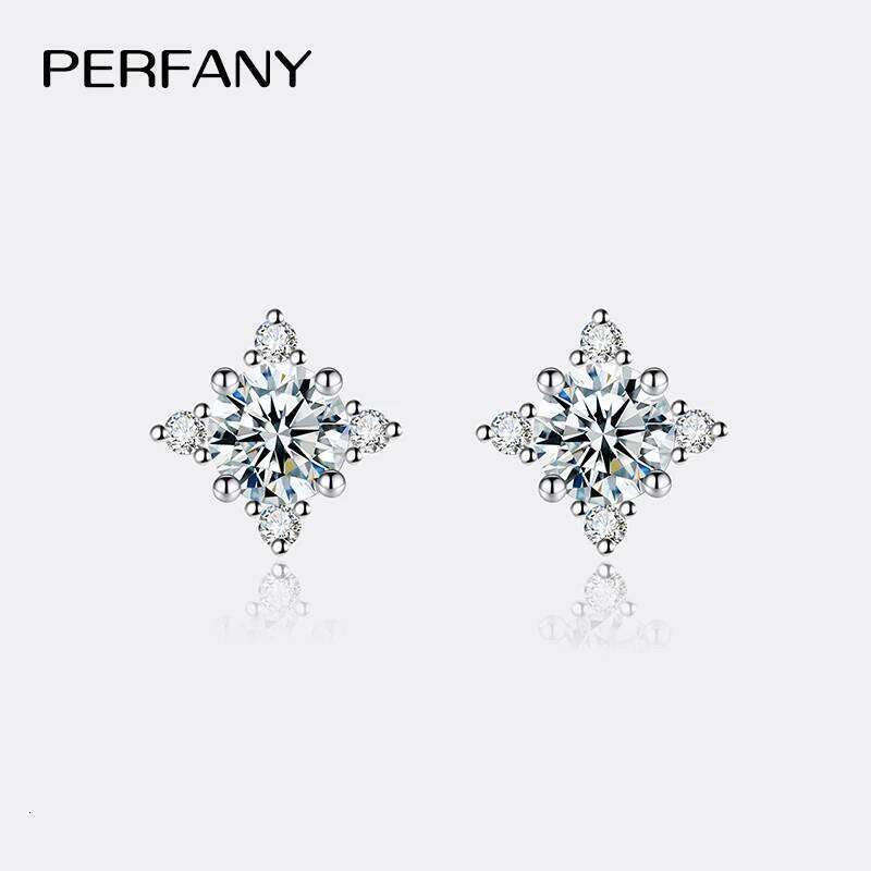 PERFANY 0.5/1CT Moissanite for Women S925 Pure Silver Four Claw Star GRA Certified Diamond Earrings Party Jewelry 25H1226