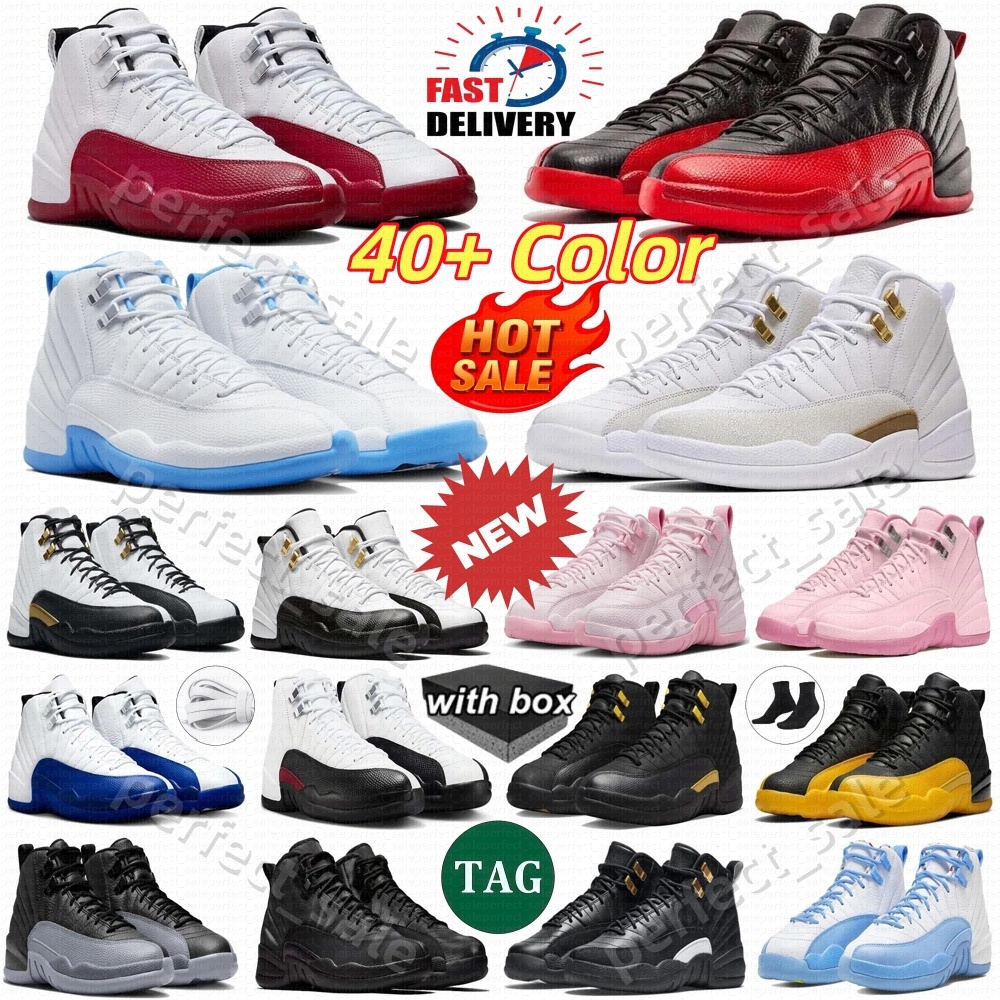 Designer Shoes 12 12s Mens Womens With Box Black White Cherry Taxi Red Flu Game Twist University Gold Blue Black Pearl Pink Royalty Dark Grey Sports Sneakers