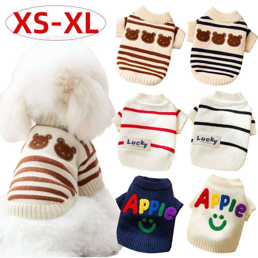 Winter Pet Dog Sweater For Small Medium Dogs Warm Puppy Coat Knitted Clothing Cute Cat Clothes Chihuahua Pullover 25T1226