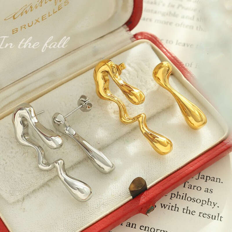 Y2K Asymmetric Geometric Dangle Earrings: Gold/Silver Plated Hypoallergenic Titanium Ear Jewelry, Niche Light Luxury Designer for Women's Daily O